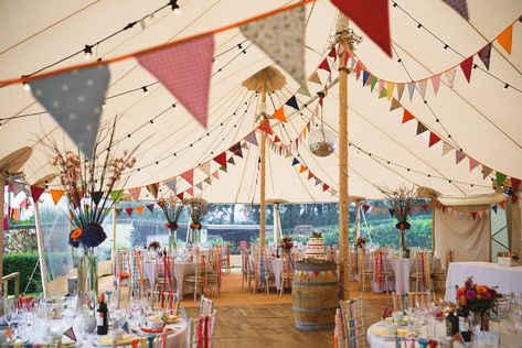 Claire and Simon’s Bright, colourful and Relaxed Festival Wedding Colourful Garden Party Wedding, Uk Outdoor Wedding, Festival Wedding Table Decor, Marquee Garden Wedding, Garden Party Marquee, Relaxed Garden Wedding, May Day Wedding, Wes Anderson Cocktails, Outdoor Wedding Marquee