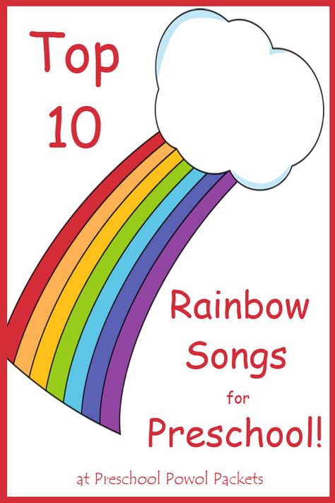 Top 10 rainbow preschool songs! These are also perfect for homeschool and kindergarten! Rainbow Crafts Preschool, Rainbow Preschool, Songs Preschool, Songs For Preschool, Rainbow Lessons, April Preschool, Rainbow Songs, Preschool Weather, Rainbow Activities