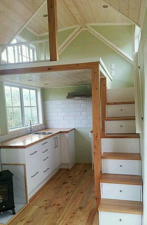 Loft Stairs Ideas, Tiny House Stairs, Diy Tiny House, Loft Stairs, Tiny House Loft, House Loft, Tiny House Inspiration, Small Loft, Small Space Design