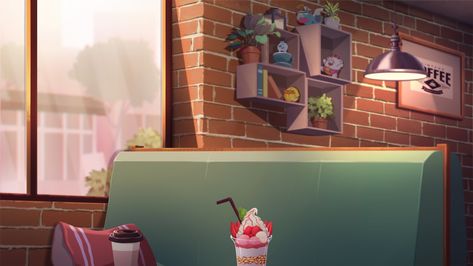 ArtStation - Background art for beats to chill, Riandita Dwi Anime Restaurant Background, Artstation Background, Lofi Video, Personal Project Ideas, Interior Concept Art, Gacha Background, Anime Places, Free Green Screen, Episode Backgrounds