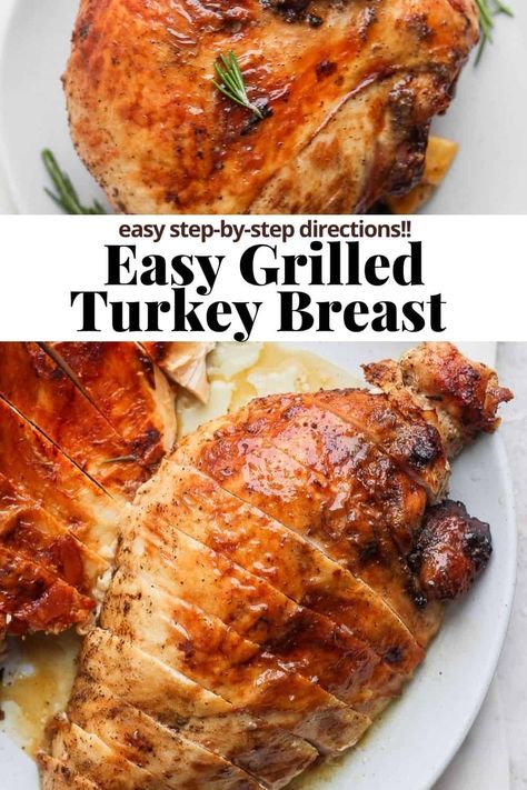 Bbq Turkey Breast, Barbeque Turkey, Turkey On The Grill, Grilled Turkey Breast, Grill Turkey, How Much Turkey, Grilled Turkey Recipes, Turkey Breast Recipes, Wooden Skillet