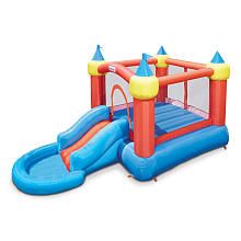 Little Tikes Inflatable Bounce Castle with Slide into Ball Pit Ball Pit With Slide, Inflatable Playground, Bounce Castle, House With Slide, Playground For Kids, Kids Ball Pit, Pool Toys For Kids, Custom Backyard, Backyard Birthday Parties