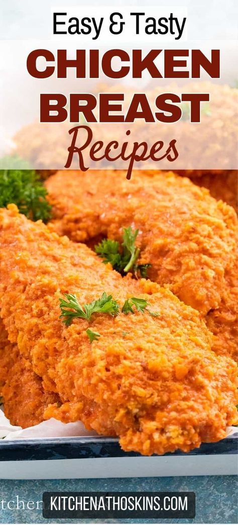 Discover boneless skinless chicken breast recipes for dinner that are easy, healthy, breaded or even Asian recipes. You will find air fried, oven baked and grilled breasts that are ready in 30 minutes for an easy dinner solution. Get the best chicken breast recipes at kitchenathoskins.com. Fried Chicken Breast Recipes Boneless, Boneless Chicken Breast Oven, Boneless Skinless Chicken Breast Recipes Baked, Baked Fried Chicken Breast, Baked Skinless Chicken Breast, Chicken Breats Recipes, Baked Boneless Skinless Chicken Breast, Chicken Breast Recipes For Dinner, Boneless Chicken Breast Recipes Easy