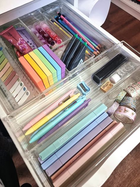 Great Amazon Stationery Finds Desk Drawer Organisation, Study Desk Organization, Office Decor Workplace, Office Drawer Organization, Closet Organizers & Garment Racks, Dream Desk, Art Studio Organization, Back To School Organization, Organized Desk Drawers