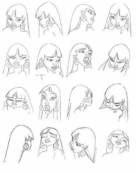 The road girl 2 Expressions Sheet, The Road To El Dorado, Road To El Dorado, Expression Sheet, Cartoon Model, Cartoon Expression, Female Faces, Character Model Sheet, Model Sheet