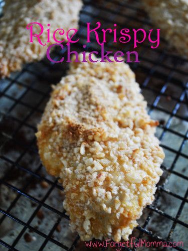 This chicken is perfect for those late afternoons when you just don't know what to do with it, and your running out of time. Just Rice Krispy cereal. Rice Krispie Chicken, Chicken Rice Bake, Chicken Diet, Oven Baked Recipes, Chicken Treats, Crispy Rice, Savory Food, Rice Krispy, Rice Cereal