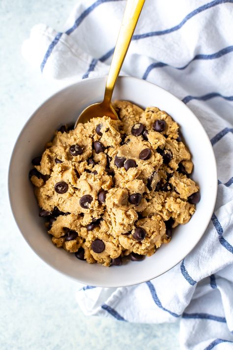 Healthier Edible Cookie Dough - The Girl on Bloor Healthier Edible Cookie Dough, Healthy Oat Cookie Dough, Edible Cookie Dough Oat Flour, Edible Cookie Dough With Oats, Edible Cookie Recipes, Edible Cookie Dough Oatmeal, Oat Flour Edible Cookie Dough, Healthier Cookie Dough, Oat Flour Cookie Dough