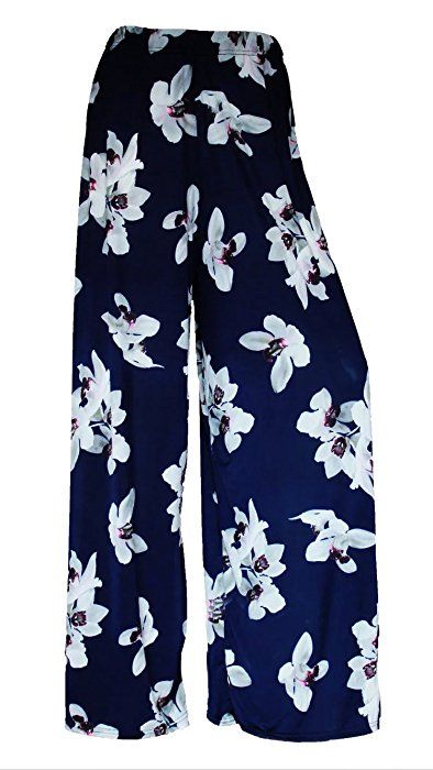 NEW LADIES FLORAL PRINT PALAZZO TROUSERS WOMENS WIDE LEG SUMMER PANTS PLUS SIZES 8-26 (8, NAVY FLORAL) Summer Wide Leg Pants, Wide Leg Pants Plus Size, Trousers Pattern, Floral Trousers, Capri Trousers, Palazzo Trousers, Baggy Style, Fashion District, Fancy Party