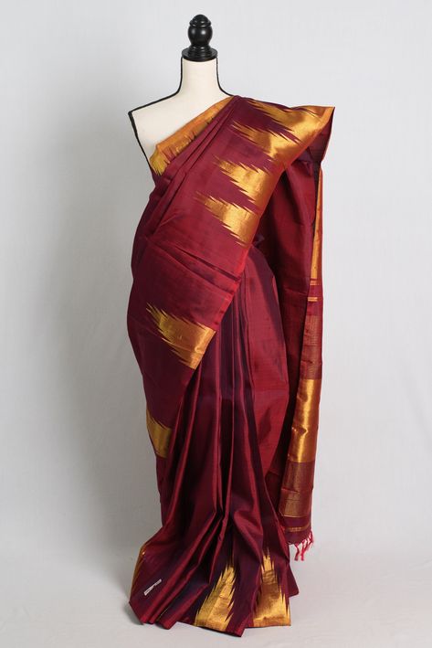 Temple Border Maroon Kanjivaram Silk Saree with Golden Zari | Kanchipuram Saree | Traditional Indian Pattu Saree  | Silkmark Certified by BengalLooms on Etsy Maroon Pattu Saree, Maroon Kanjivaram Silk Saree, Saree Traditional, Mandala Art Therapy, Kanjivaram Silk Saree, Pattu Saree, Kanchipuram Saree, Traditional Indian, Indian Sarees