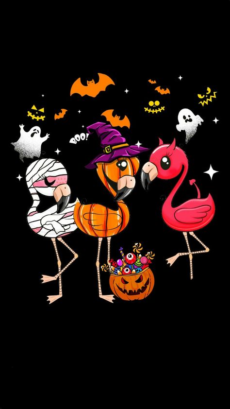 Wallpaper Iphone Fall, Flamingo Pictures, Fancy Flamingo, Flamingo Wallpaper, Halloween Wishes, Flamingo Decor, Halloween Artwork, Flamingo Art, Halloween Wallpaper Iphone