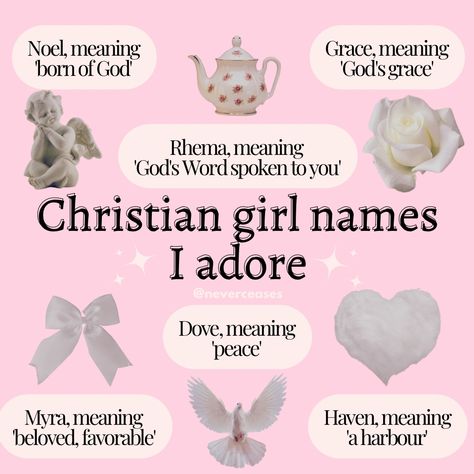 Christian Usernames, Christian Username Ideas, Names I Adore, Christian Reels, Blogger Aesthetic, Holy Girl, Christian Names, Gods Princess, Christian Affirmations