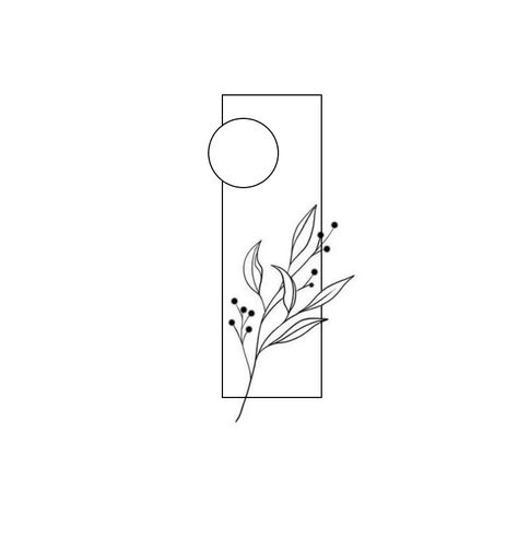 Rectangle Outline Tattoo, Small Square Tattoo, Plant Tattoo Fine Line, Minimalist Fine Line Tattoo, Plant Tattoos Simple, Rosemary Tattoos, Rectangle Tattoo Design, Rectangular Tattoo Ideas, Minimalist Plant Tattoo