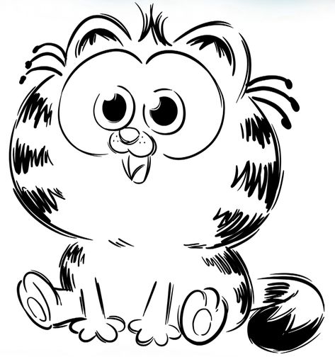 Baby Garfield Drawing, Garfield Drawings, Garfield Coloring Pages, Garfield Drawing, Beginner Drawing Lessons, Garfield Cartoon, First Grade Art, Disney Movie Characters, Baby Painting