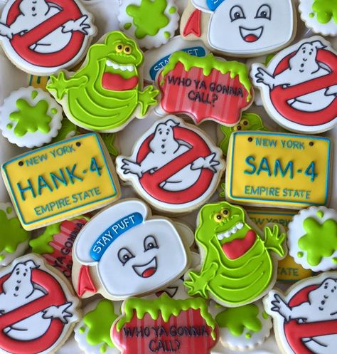 Ghostbuster cookies Sugar Cookies Birthday, Ghost Busters Birthday Party, Ghostbusters Birthday, Deer Birthday Party, Ghostbusters Birthday Party, Ghostbusters Party, Holiday Sugar Cookies, Cookies Holiday, Cookies Birthday