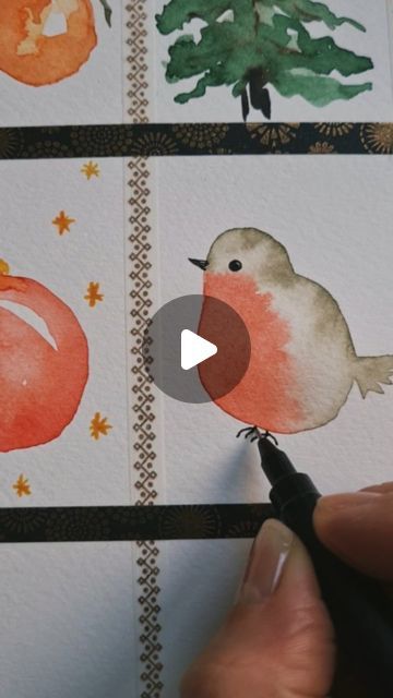 🌼 Angélique 🌼 on Instagram: "Day 8 Lil Robin 🐥✨️" Robin Christmas Card, Baby Robin, Watercolor Birds, Christmas Cards To Make, Watercolor Bird, Painting & Drawing, Watercolor Art, Art Ideas, Watercolor Paintings