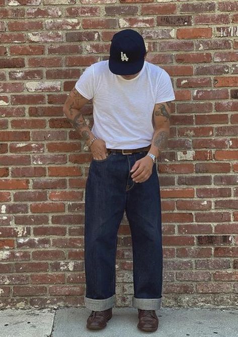 Japanese Raw Denim Outfit Men, Selvedge Denim Outfit Men, Raw Denim Outfit, Raw Denim Outfit Men, Japanese Workwear Vintage, Americana Fashion Men, Japanese Street Fashion Men, Japanese Workwear, Denim Outfit Men