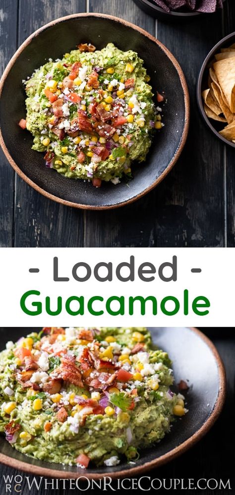 Super Bowl Guacamole, Loaded Guacamole, Spring Rolls Recipe Shrimp, Bacon Corn, Recipe With Bacon, Beef Chili Recipe, Guacamole Recipe Easy, Best Guacamole Recipe, Spring Roll Recipe