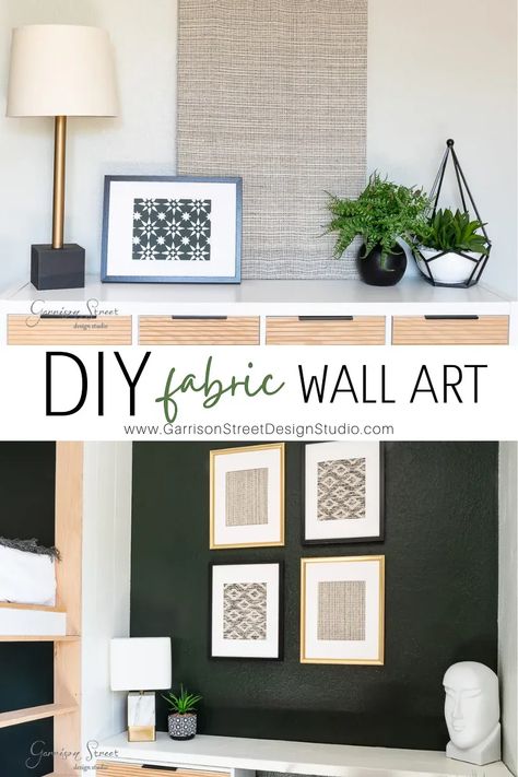 Framed Placemats Wall Hangings, Diy Fabric Wall Panels, Fabric Wrapped Canvas, Sample Fabric Projects Ideas, Diy Framed Fabric Wall Art, Framing Fabric Wall Art, Large Scale Wall Art Diy, Diy Textile Art, Framed Fabric Wall Art Ideas