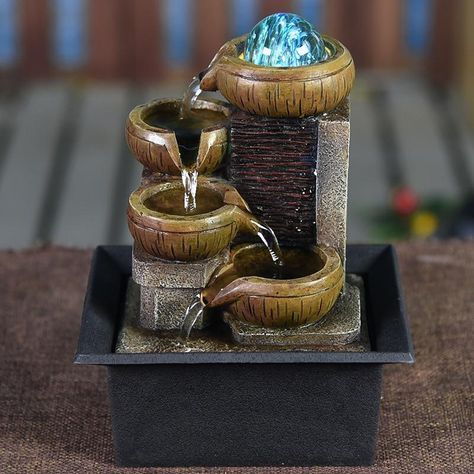 Desktop Water Fountain, Fengshui Decoration, Deco Zen, Waterfall Fountain, Indoor Fountain, Water Fountains, Zen Meditation, Relaxation Meditation, Home Decorations