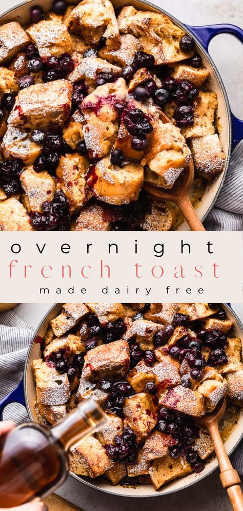 Dairy And Soy Free Breakfast, Dairy Free Make Ahead Breakfast, Non Dairy Breakfast, Almond Milk French Toast, Dairy Free Brunch, Casserole Dairy Free, Easy Overnight French Toast, Dairy Free French Toast, Dairy Free Breakfast Casserole