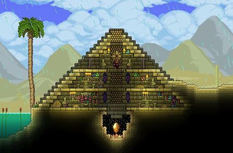 Pyramid Terrarium, Terraria Game, Terrarium Base, Terraria Tips, Pyramid House, Terraria House Ideas, Terraria House Design, Pyramid Building, Nothing Is Impossible