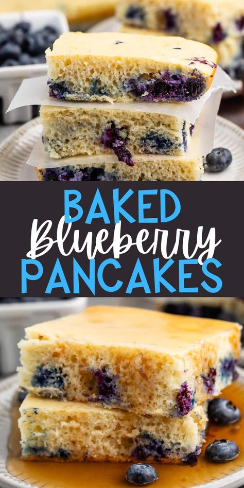 Blueberry Baked Pancake Blueberry Pancake Bake Easy Recipes, How To Make Blueberry Pancakes, Pancake Bake, Pancakes With Blueberries, Homemade Pancakes Fluffy, Banana Blueberry Pancakes, Blueberry Dump Cakes, Blueberry Pancake, Making Pancakes