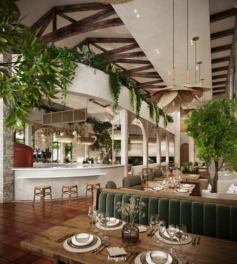 Transitional Restaurant Design, Mediterranean Restaurant Design, Italian Restaurant Interior Design, Italian Restaurant Design, Italian Restaurant Interior, Boho Restaurant, Insignia Design, Seaside Restaurant, Modern Family House