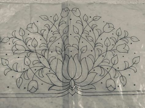 Tracing Design, Lotus Embroidery, Diy Embroidery Flowers, Peacock Embroidery Designs, Aari Designs, Birds Embroidery Designs, Simple Embroidery Designs, Border Embroidery Designs, Handmade Embroidery Designs