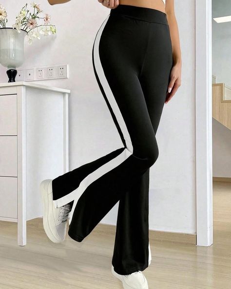 CONTRAST SIDE SEAM SPLIT HEM TROUSERS Product Code: - 2342-2 DM for More Details Whatsapp: 0300-0649650 #shopnow #newarrivals #musthave #summersale #OOTD #summerfashion #summerstyle #summeroutfit #summerlook High Waisted Flare Pants, Ropa Aesthetic, Fashion Queen, High Waisted Flares, Flare Leg Pants, Flared Pants, Split Hem, Lounge Pants