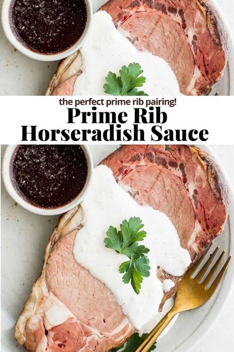 Horseradish Sauce for Prime Rib - a creamy, delicious horseradish sauce recipe that goes perfectly with your favorite prime rib recipes! #horseradishsauceforprimerib Horse Radish Sauce For Prime Rib, Prime Rib Horseradish Sauce, Horse Radish Sauce, Horseradish Sauce For Prime Rib, Sauce For Prime Rib, Prime Rib Recipes, Horseradish Sauce Recipe, Prime Rib Seasoning, Prime Rib Sauce