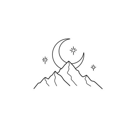 Mountain And Moon Tattoo Simple, Mountain Outline Tattoo Simple, Colorado Tattoo Ideas Simple, Small Volcano Tattoo, Mountain And Moon Tattoo, Acotar Mountain Tattoo, Mountain Templates, Acotar Mountain, Fine Line Mountain Tattoo