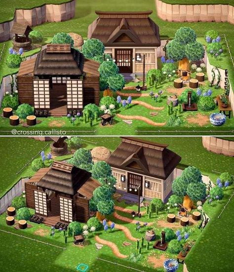 Japanese Core Acnh, Japanese Mountain Village, Japanese Exterior, Acnh Japanese, Mountain Island, Lush Green Forest, Ac Ideas, Acnh Inspiration, Japanese Animals