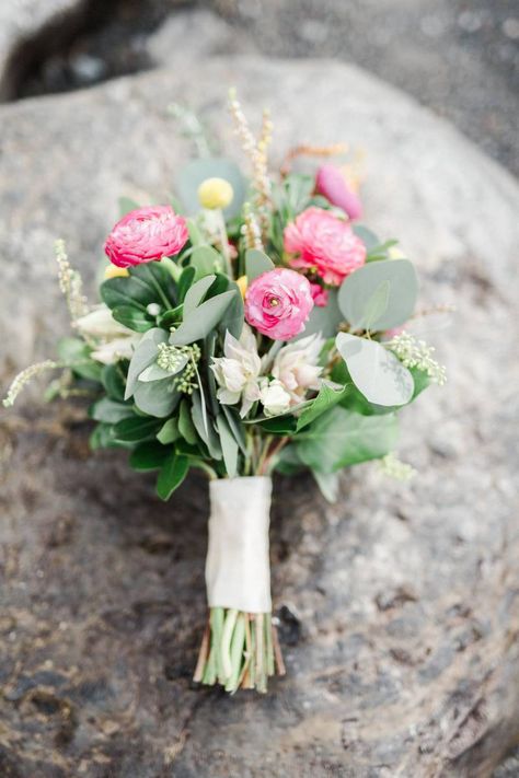 Chilly Kananaskis Intimate Wedding via Rocky Mountain Bride Colorful Wedding Florals, Flower Crowns Wedding, Wedding Arbors, Ceremony Florals, Rocky Mountain Wedding, Mountain Bride, Florals Wedding, Bridesmaid Bouquets, Colorful Wedding