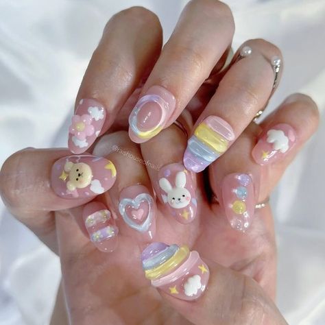 Japanese Nail Art Kawaii, Jelly Press On Nails, Link Cute, Kawaii Nail Art, 3d Flower Nails, Anime Nails, Korean Nails, Japanese Nail Art, Daily Nail