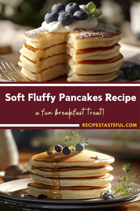 This Soft and Fluffy Pancakes recipe creates the perfect stack of light, airy pancakes that are golden on the outside and tender on the inside. Easy to make with simple ingredients, these pancakes are the ideal way to start your morning with a warm, comforting breakfast everyone will love. Soft Fluffy Pancakes, Fluffy Pancakes Recipe, Light And Fluffy Pancakes, Fluffy Pancake Recipe, Delicious Pancakes, Tasty Pancakes, Fluffy Pancakes, Breakfast Pancakes, Pancake Recipe