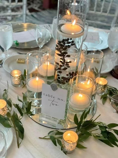 Simple Floating Candle Centerpieces, Hannah And Caleb, Sparkle Wedding Theme, Grad Banquet, Amazing Wedding Centerpieces, Floating Candle Centerpieces Wedding, Floating Centerpieces, Minimalist Centerpiece, Pastor Anniversary