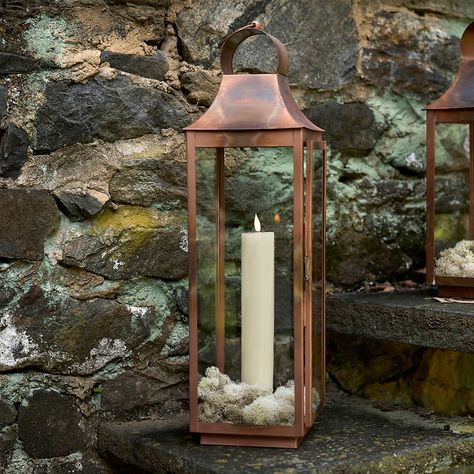 Outdoor Christmas Lanterns, Outdoor Candle Holders, Copper Taps, Outdoor Lantern Lighting, Copper Candle, Copper Lantern, Outdoor Chandelier, Burning Candles, Inside Decor