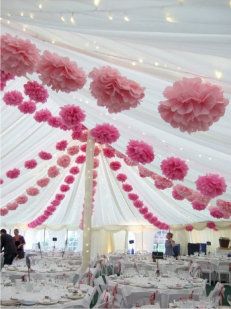 Reception Display, Party Lights Decoration, Paper Wedding Decorations, Wedding Pom Poms, Fleurs Diy, Tissue Paper Pom Poms, Wedding Buffet, Paper Pom Poms, Wedding Receptions