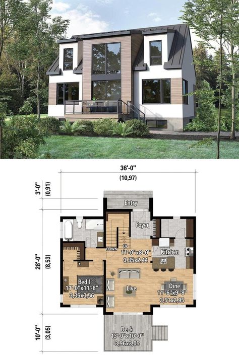 Is this 2-story 3-bedroom New American contemporary house plan with open concept living your dream home? This over 1500 sq.ft. floor plan features a contemporary New American style home with a modern exterior. Follow us for the best house plans and to see more contemporary house plans. By Architectural Designs. Modern House Plans 1500 Sq Ft Home Design, Contemporary Home Floor Plans, House Plans 1500 Sq Ft, American Style Home, Mansion Floor Plans, Bungalow Floor Plans, Modern Floor Plans, Living Your Dream, House Plans Mansion