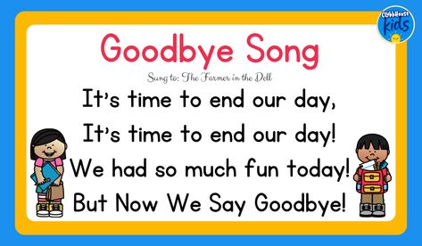 The Listening Song, Goodbye Preschool Song, Goodbye Circle Time Songs, Preschool Goodbye Songs, Circle Time Name Songs, Circle Time Songs For Toddlers, Circle Time For Toddlers, Preschool Goodbye, Goodbye Songs For Preschool