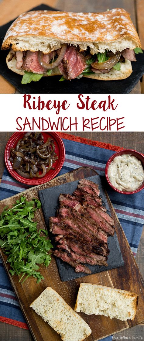 ad Ribeye Steak Sandwich Recipe @thefreshmarket #TheFreshMarket #TFMPrimeBeef Steak Lunch Ideas, Steak Sandwich Sauce, Ribeye Sandwich, Ribeye Steak Sandwich, Sandwich Steak, Steak Sandwich Recipe, Steak Lunch, Best Grilled Steak, Amazing Vegetarian Recipes