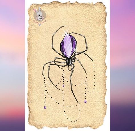 Spider Purple /violet diamond/crystal tattoo design Gem Bug Tattoo, Jeweled Spider Tattoo, Spider Jewel Tattoo, Crystal Spider Tattoo, Crystal Spider Art, Diamond Spider Tattoo, Gem Spider Tattoo, Jewel Spider Tattoo, Jewel Bug Tattoo