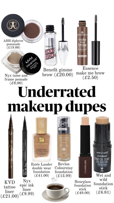 Underrated makeup dupes #dupes #makeup #affordable Affordable Makeup Products, Makeup Bag Essentials, Love Hate Relationship, Makeup Artist Tips, Makeup And Beauty Blog, Makeup Help, Face Makeup Tips, The Best Makeup, High End Products