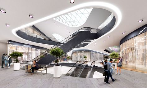 Shopping mall interior CGI on Behance Shopping Center Architecture, Comercial Interior Design, Mall Interior, Shopping Mall Interior, Shopping Mall Design, Atrium Design, Shopping Mall Architecture, Concept Models Architecture, Mall Design