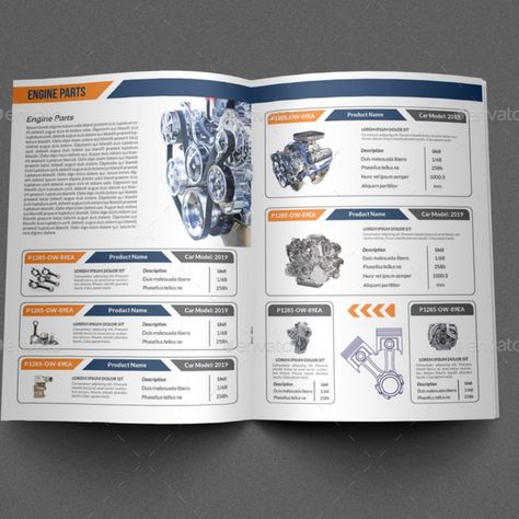 Auto Parts Catalog Brochure Template Vol.2 Product Catalog Template, Catalog Template, Product Graphic, Template Brochure, Advertisement Template, Bike Stickers, Brochure Layout, Web Design Tips, Catalog Design