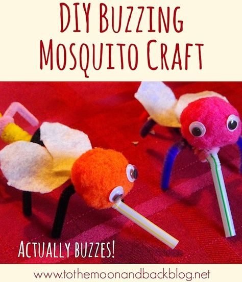 DIY Buzzing Mosquito Craft: We'll have to "improve" it a little to add antennae and three body parts, but it's so cute and easy Mosquito Craft, Lake Crafts, Bugs Preschool, Insect Crafts, Insects Theme, Bug Crafts, Ramadan Activities, Diy Bricolage, Panama Canal