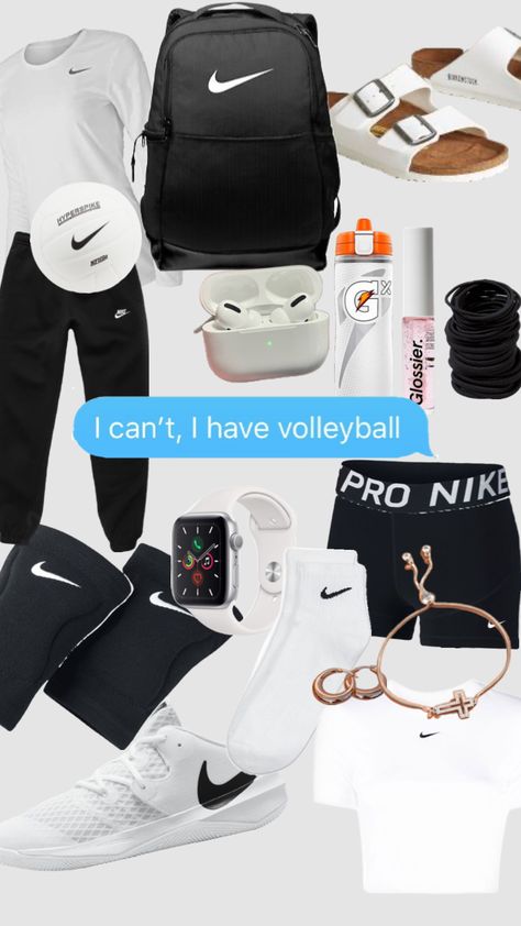 Volleyball!! Volleyball Bag Must Haves, Volleyball Backpack Essentials, Stuff To Put In Your Volleyball Bag, Volley Ball Bag Essentials, Volleyball Needs Products, Volleyball Fits, Volleyball Sneakers, Volleyball Bag, Volleyball Life