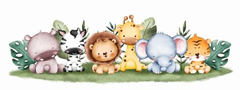 Safari Baby Png, Lion Safari, Mother And Baby Elephant, Safari Animals Birthday, 귀여운 음식 그림, Animals Illustration, Baby Elefant, Cute Lion, Animal Groups