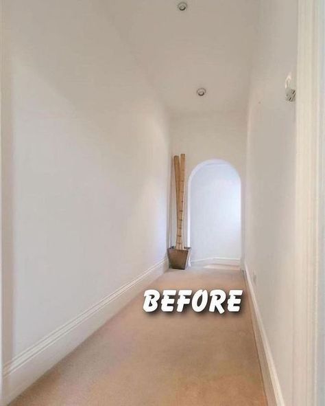 Fancy Hallway, House Transformation Before After, Hallway Molding, Hallway Transformation, House Transformation, House Before And After, Foyer Design, Fancy Houses, Hallway Decorating