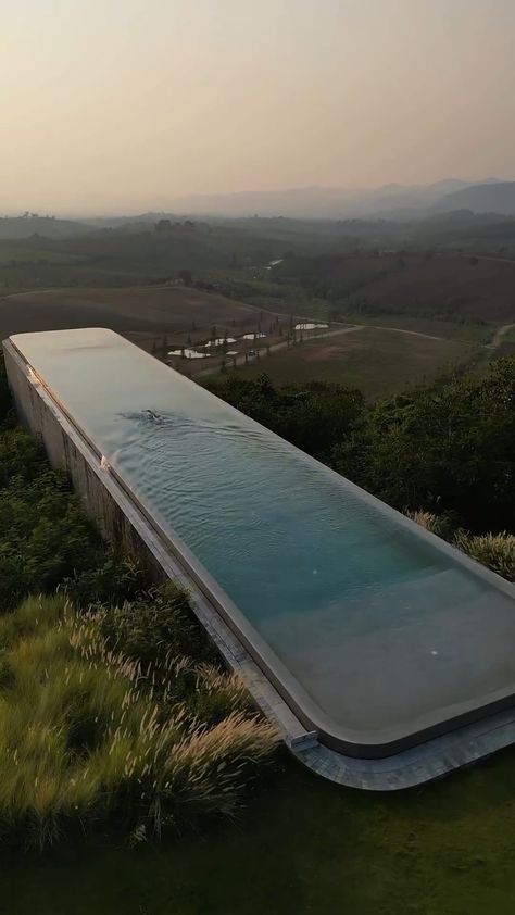 Swimming with the clouds. That's the sensation in our infinity pool. Experience the ultimate relaxation and serenity with breathtaking… | Instagram Garden And Swimming Pool Design, Natural Infinity Pool, Swimming Pool Designs Outdoor, Infinity Pool Design, Interior Pool, Pool Architecture, Greece House, Hidden Pool, Architecture Photography Buildings